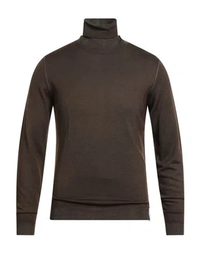 Brooksfield Man Turtleneck Khaki Size 44 Virgin Wool In Brown
