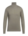 Brooksfield Man Turtleneck Khaki Size 46 Virgin Wool In Beige