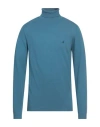 Brooksfield Man Turtleneck Light Blue Size 40 Cotton, Virgin Wool