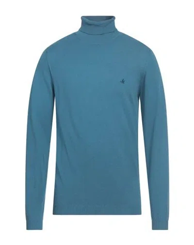 Brooksfield Man Turtleneck Light Blue Size 40 Cotton, Virgin Wool