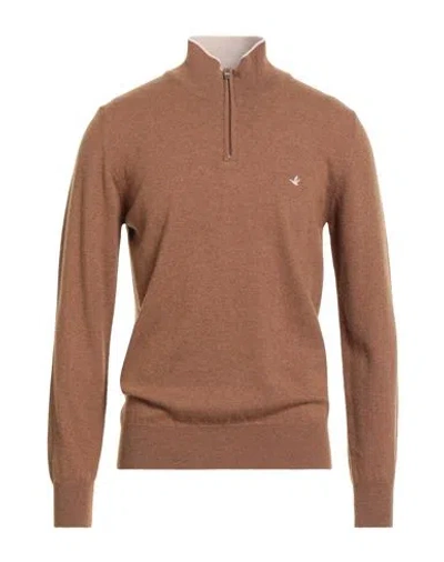 Brooksfield Man Turtleneck Light Brown Size 42 Virgin Wool In Sand