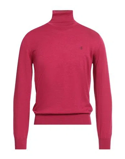 Brooksfield Man Turtleneck Magenta Size 42 Virgin Wool In Pink