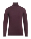 Brooksfield Man Turtleneck Mauve Size 44 Virgin Wool In Purple