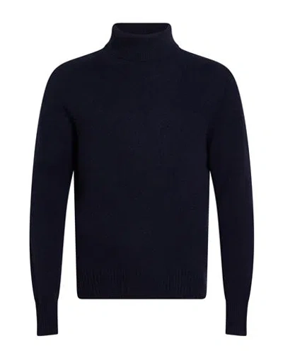 Brooksfield Man Turtleneck Midnight Blue Size 36 Cashmere In Black