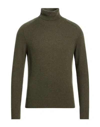 Brooksfield Man Turtleneck Military Green Size 36 Cashmere