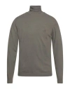 Brooksfield Man Turtleneck Military Green Size 40 Cotton, Virgin Wool