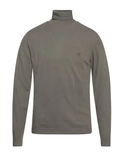 Brooksfield Man Turtleneck Military Green Size 40 Cotton, Virgin Wool