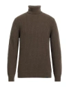 Brooksfield Man Turtleneck Military Green Size 44 Polyamide, Wool, Viscose, Polyester In Green