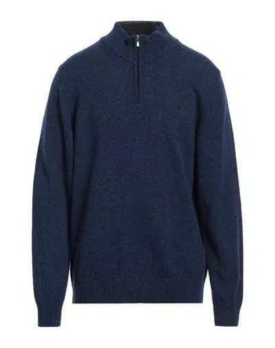 Brooksfield Man Turtleneck Navy Blue Size 46 Wool In Navy Blue