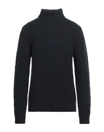Brooksfield Man Turtleneck Navy Size 42 Wool, Viscose, Polyamide In Navy Blue