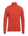 Brooksfield Man Turtleneck Orange Size 40 Virgin Wool, Polyamide In Orange