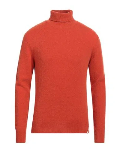 Brooksfield Man Turtleneck Orange Size 40 Virgin Wool, Polyamide