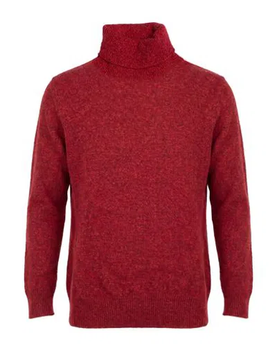 Brooksfield Man Turtleneck Red Size 44 Virgin Wool, Polyamide In Animal Print