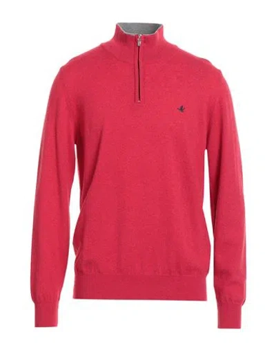 Brooksfield Man Turtleneck Red Size 46 Virgin Wool In Pink