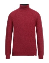 Brooksfield Man Turtleneck Chocolate Brown Size 46 Virgin Wool In Red