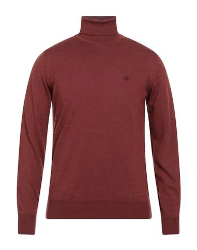 Brooksfield Man Turtleneck Rust Size 40 Virgin Wool In Red