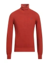 Brooksfield Man Turtleneck Rust Size 44 Virgin Wool In Red