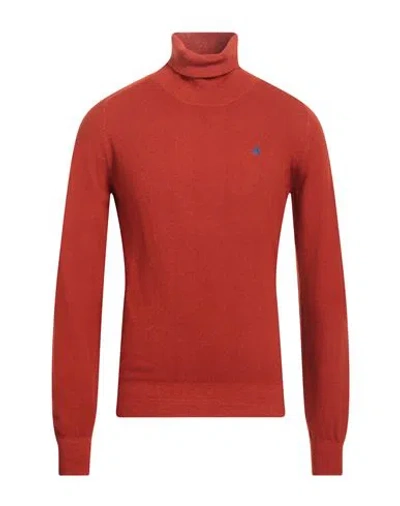 Brooksfield Man Turtleneck Rust Size 44 Virgin Wool In Red