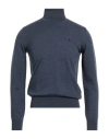 Brooksfield Man Turtleneck Slate Blue Size 36 Virgin Wool