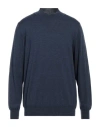 Brooksfield Man Turtleneck Slate Blue Size 48 Virgin Wool