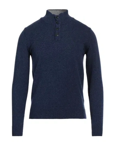 Brooksfield Man Turtleneck Slate Blue Size 48 Wool