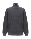 Brooksfield Man Turtleneck Charcoal Size 44 Virgin Wool, Wool, Polyamide, Silk In Grey