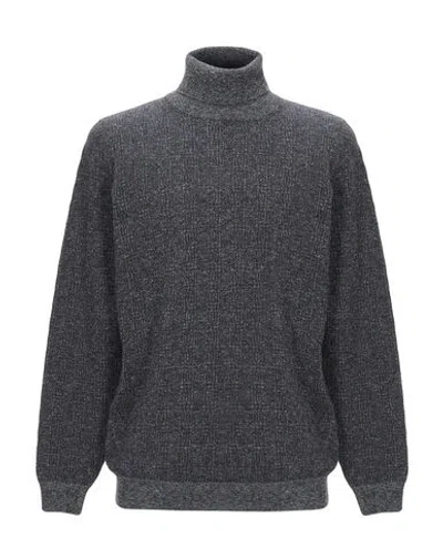 Brooksfield Man Turtleneck Charcoal Size 44 Virgin Wool, Wool, Polyamide, Silk In Grey