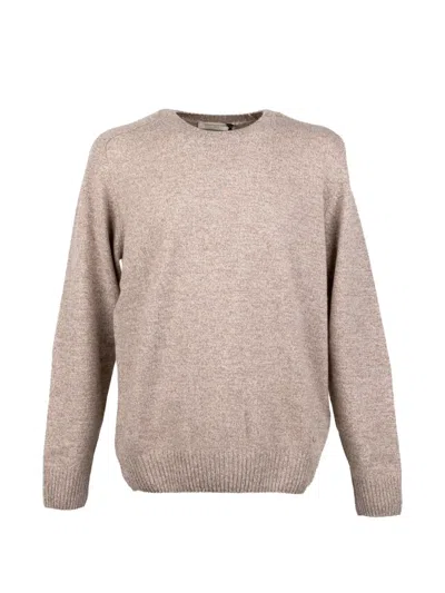 Brooksfield Mélange-effect Crew-neck Sweater In Brown