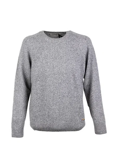 Brooksfield Mélange-effect Crew-neck Sweater In Gray