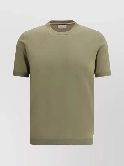 Brooksfield Modern Ribbed Crew Neck Cotton T-shirt In Green