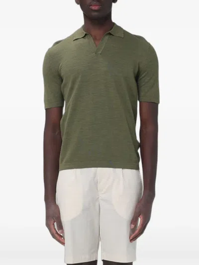 Brooksfield Open Collar Polo-shirt In Green