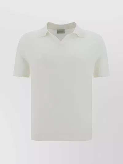 Brooksfield Ribbed Collar Cotton Polo Shirt In Neutral