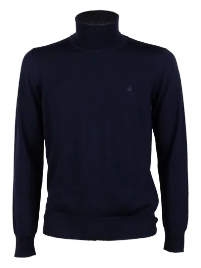 Brooksfield Roll-neck Logo Sweater In Blue
