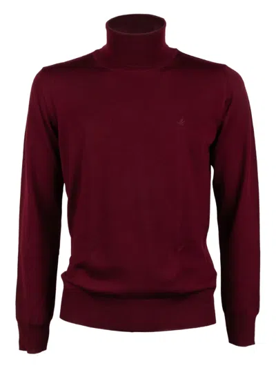 Brooksfield Roll-neck Logo Sweater In Burgundy