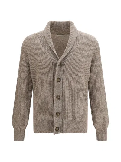 Brooksfield Shawl-collar Ribbed-knit Cardigan In Neutral