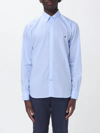 Brooksfield Embroidered-logo Poplin Shirt In Blue
