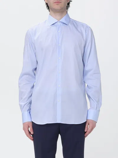 Brooksfield Cotton Twill Shirt In Blue