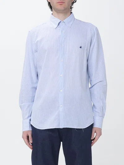 Brooksfield Striped Poplin Shirt In Blue