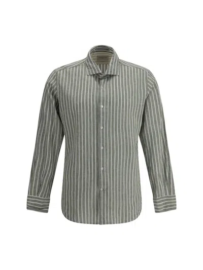 Brooksfield Striped Shirt In Green