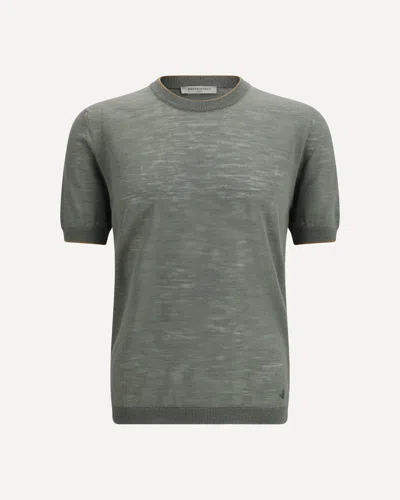 Brooksfield Short-sleeved Linen Blend Shirt In Gray