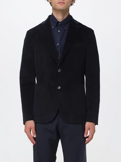 Brooksfield Single-breasted Blazer In Stretch-cotton Corduroy With Patch Pockets In Blue