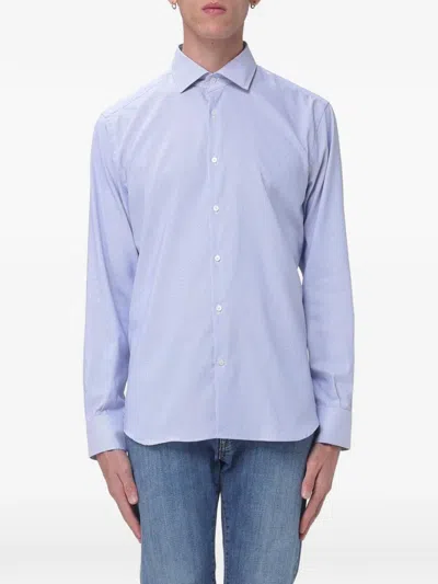 Brooksfield Striped Cotton Shirt In Blue