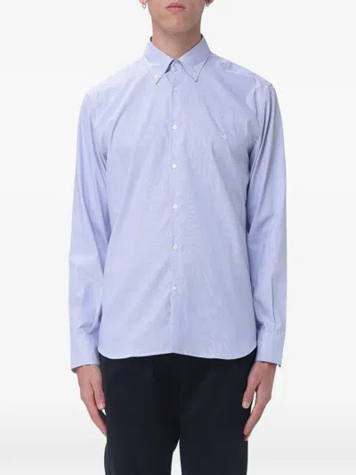 Brooksfield Striped Cotton Shirt In Blue
