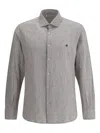 Brooksfield Cotton And Linen Shirt In Gray