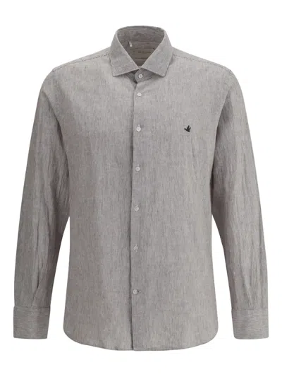BROOKSFIELD STRIPED EMBROIDERED-LOGO SHIRT