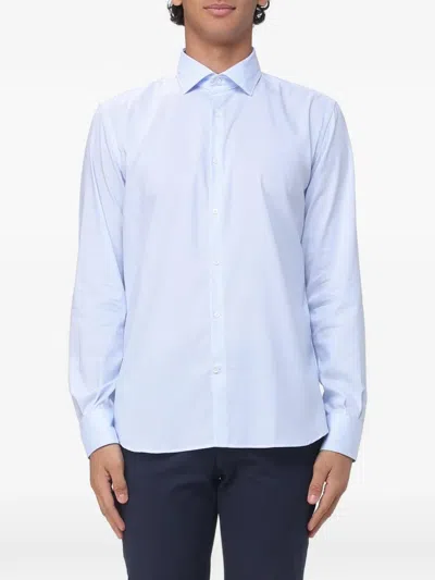 Brooksfield Structured Striped Shirt In Blue