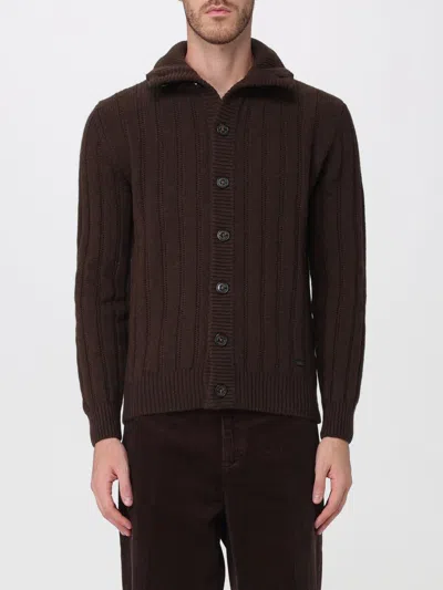 Brooksfield Ribbed Wool Sweater In Brown