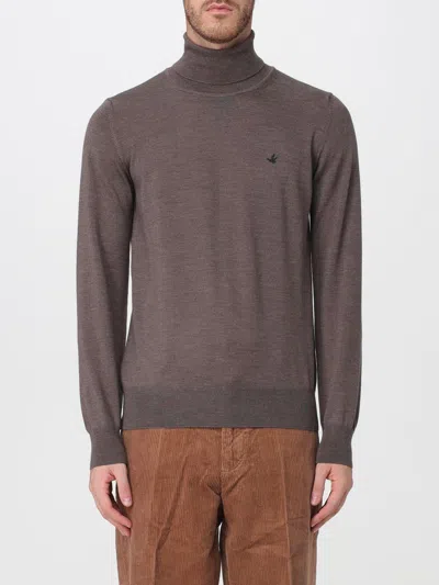 Brooksfield Logo-embroidered Crew-neck Sweater In Gray