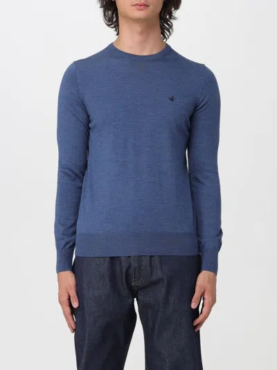 Brooksfield Logo-embroidered Wool Sweater In Blue