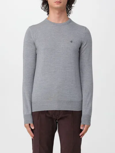 Brooksfield Logo-embroidered Wool Sweater In Gray